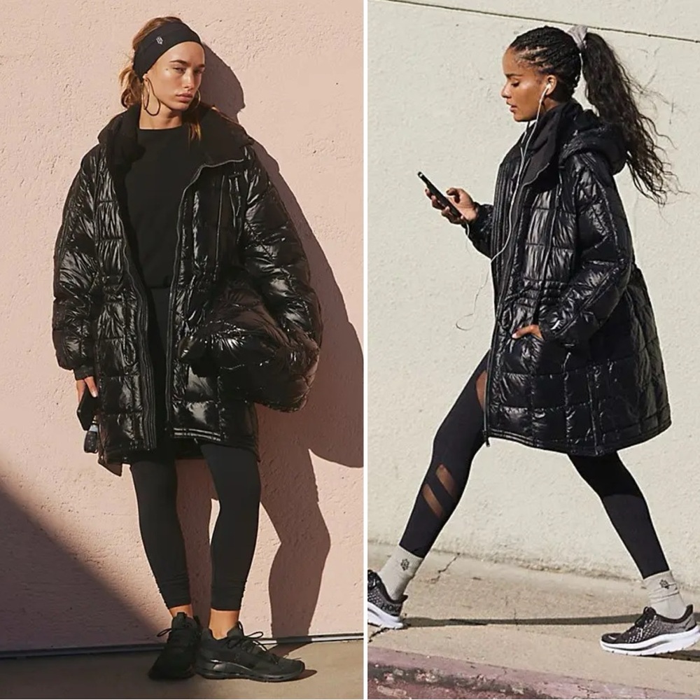 NEW Free People x FP Movement Patricia Packable Puffer Jacket in Shiny Black - Picture 2 of 16